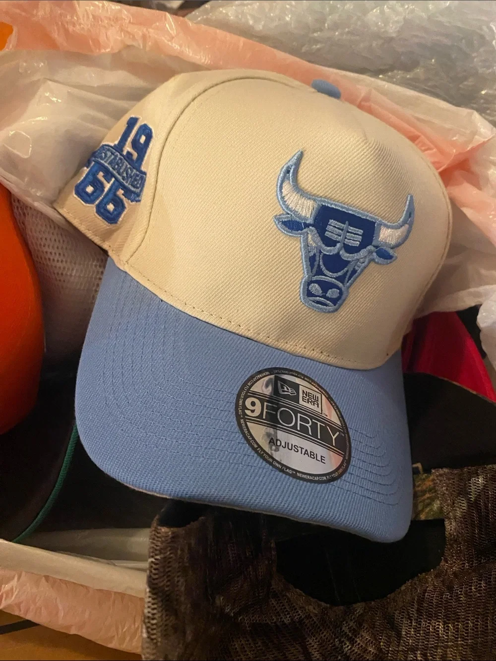 New Era Two-Tone White and Light Blue Chicago Bulls 9FORTY Cap